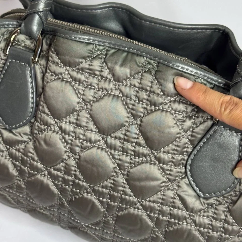 Christian Dior Vintage Iconic Cannage Lady Boston Bag in Metallic Grey - Picture 9 of 16